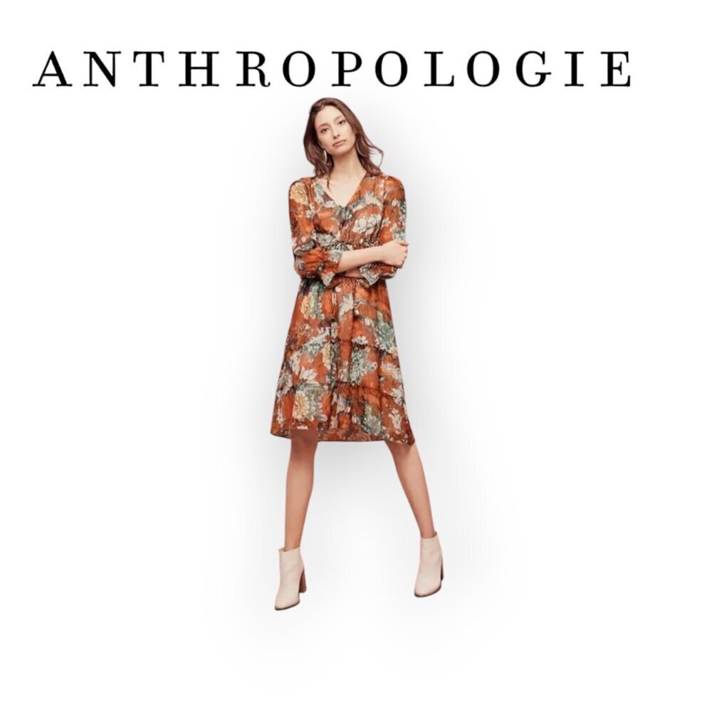 Anthropologie Hemant & Nandita Zeri Floral Peasant Midi Dress Size 6P Boho